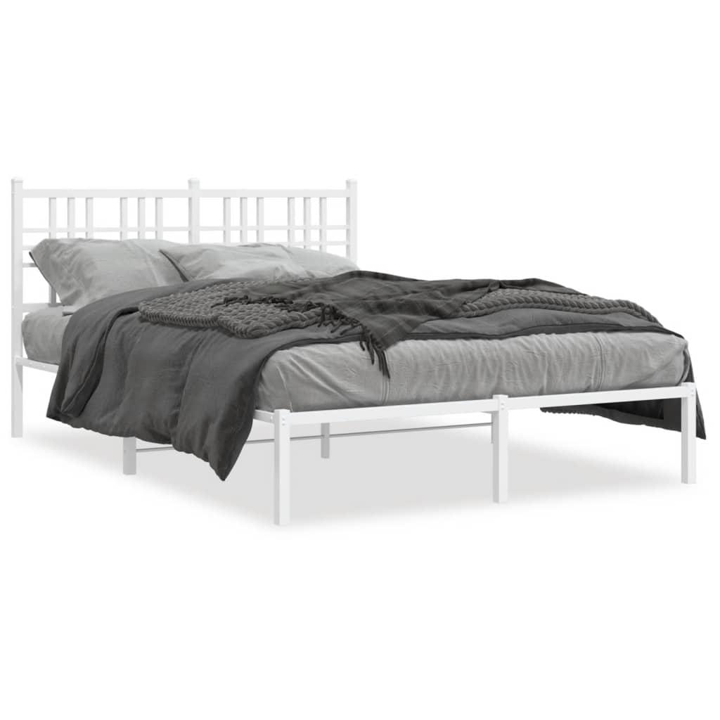 Sengeramme Med Sengegavl Metal - Hvid / med hovedgærde / 120 x 190 cm