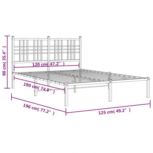 Sengeramme med sengegavl 120 x 190 cm metal - hvid