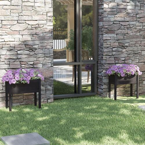 Plantekasser 2 stk. 70x31x70 cm massivt fyrretræ sort