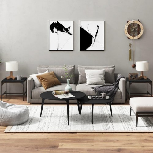 Sideborde 2 stk. - 40 × 40 × 35 cm i konstrueret træ, sort