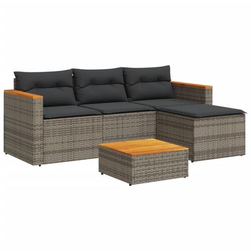 Havesofasæt 3 dele med hynder polyrattan grå