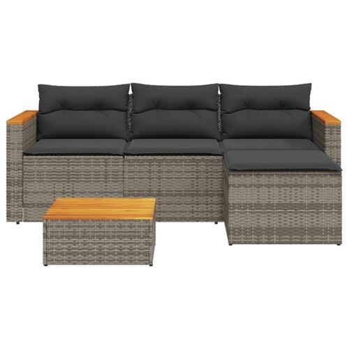 Havesofasæt 3 dele med hynder polyrattan grå