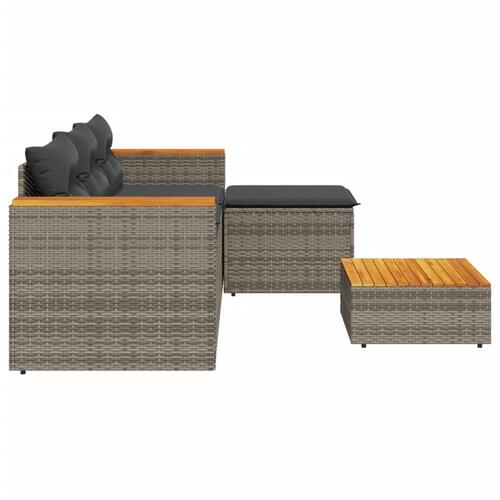 Havesofasæt 3 dele med hynder polyrattan grå