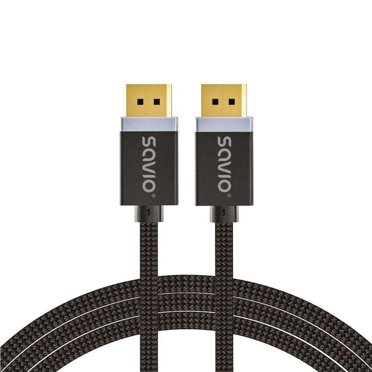 Savio DisplayPort-kabel CL-166 2 m - Sort (DP 1.4, han/han)