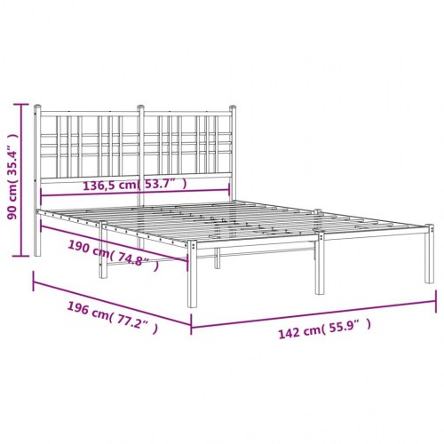 Sengeramme med sengegavl 135x190 cm metal hvid