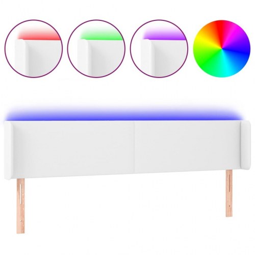 Sengegavl med LED-lys 203 x 16 x 78/88 cm - hvid