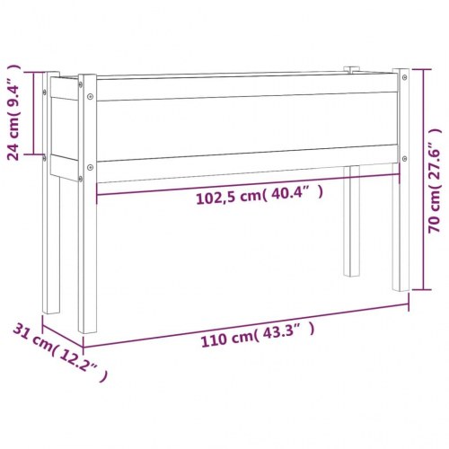 Plantekasser 2 stk. 1110x31x70 cm massivt fyrretræ