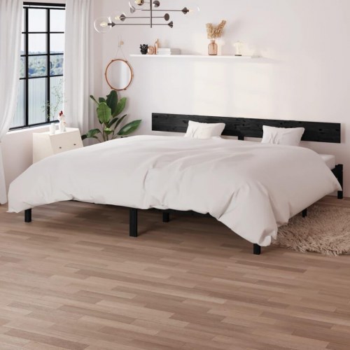 Sengeramme 180x200 cm - Super King i massivt fyrretræ, sort