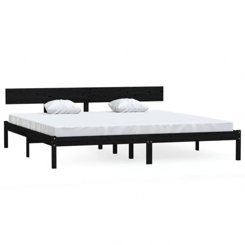Sengeramme 180x200 cm - Super King i massivt fyrretræ, sort