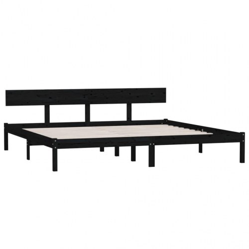 Sengeramme 180x200 cm - Super King i massivt fyrretræ, sort