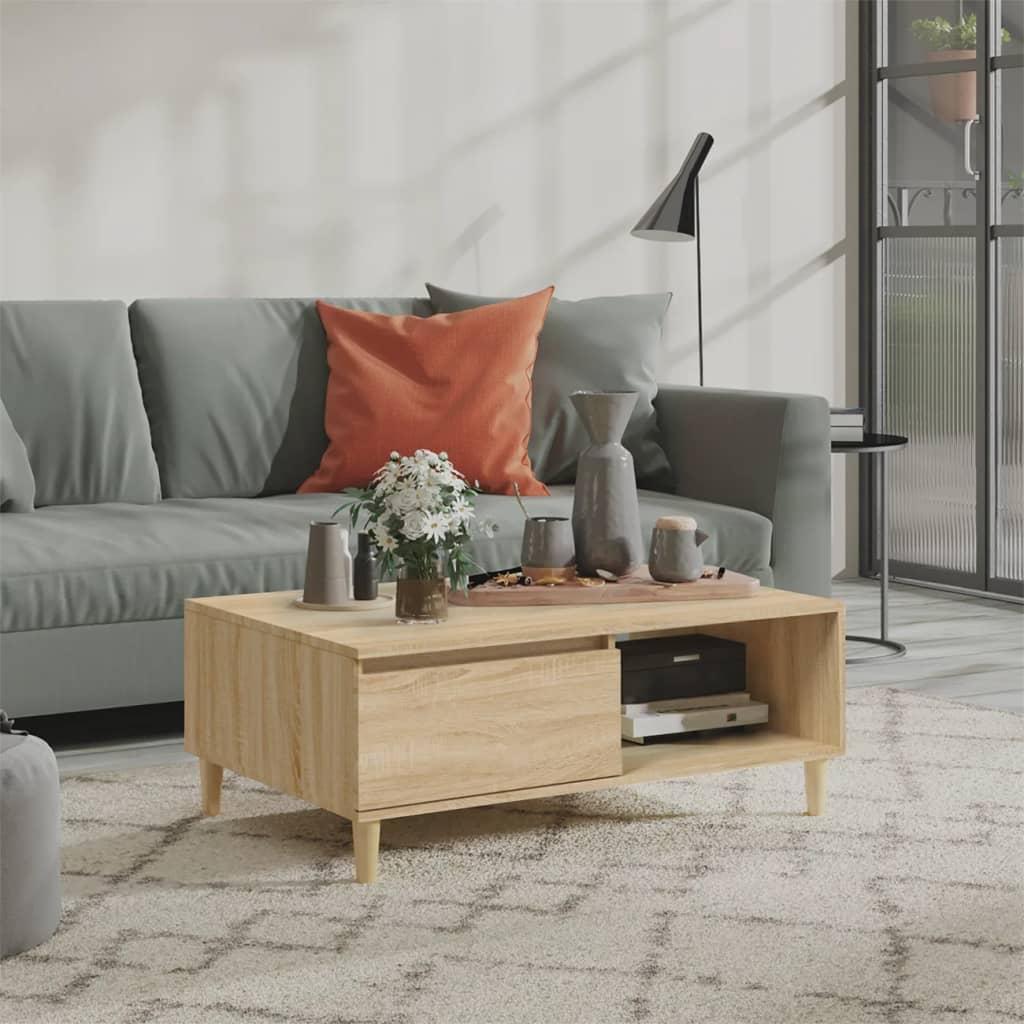 Sofabord 90x60x35 cm konstrueret træ sonoma-eg