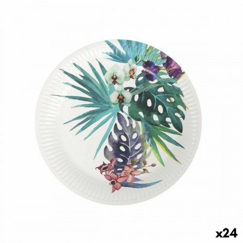 Algon engangstallerkener i pap, tropisk design, 23 cm - 24 × sæt á 8 stk.