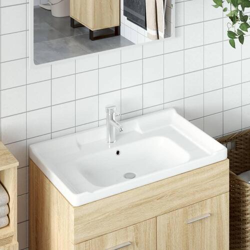 Badeværelsesvask 81x48x23 cm rektangulær keramisk hvid