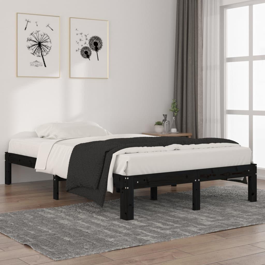 Sengeramme 120x200 cm massivt fyrretræ sort