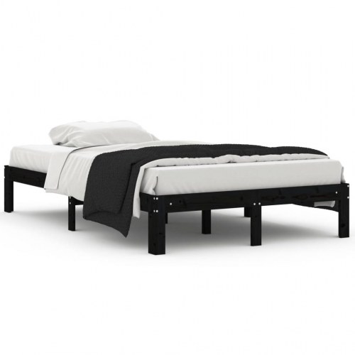 Sengeramme 120x200 cm massivt fyrretræ sort