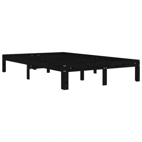 Sengeramme 120x200 cm massivt fyrretræ sort