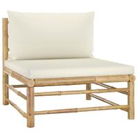 Havesofa midterdel med cremefarvede hynder bambus