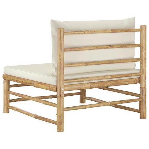 Havesofa midterdel med cremefarvede hynder bambus