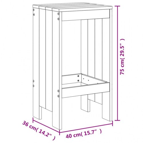 Barstole 2 stk. 40x36x75 cm massivt douglasgran
