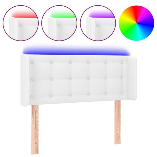 Sengegavl med LED-lys 93 x 16 x 78/88 cm kunstlæder - hvid