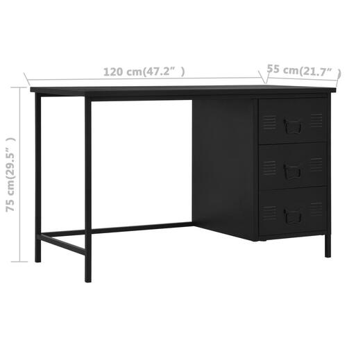 Skrivebord med skuffer industriel 120 x 55 x 75 cm stål sort