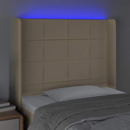 Sengegavl med LED-lys 83 x 16 x 118/128 cm - cremefarvet