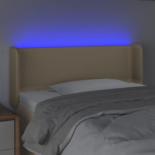 Sengegavl med LED-lys 103 x 16 x 78/88 cm - cremefarvet