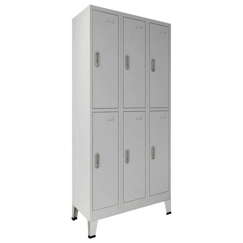 Skab med 6 rum 90 x 45 x 180 cm stål grå