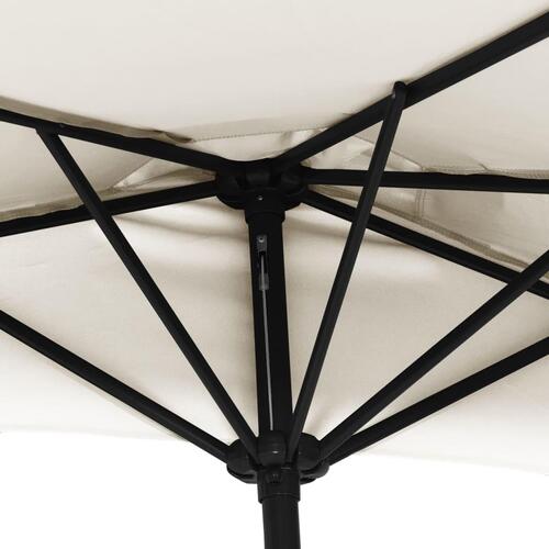 Balkonparasol med aluminumsstang sandfarvet 270 x 144 cm halv