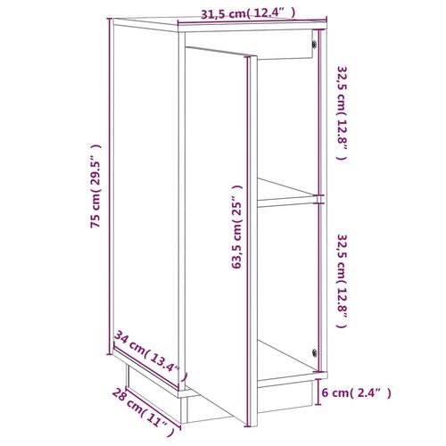 Skænke 2 stk. 31,5x34x75 cm massivt fyrretræ hvid