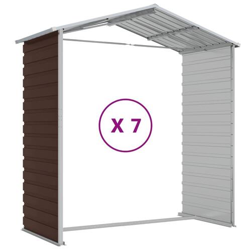 Haveskur 191x640x198 cm galvaniseret stål brun