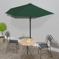 Balkonparasol med aluminumsstang grøn 270 x 144 cm halv