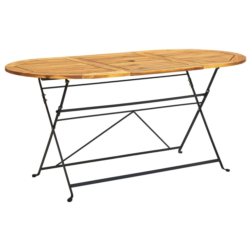 Havebord 160x85x74 cm massivt akacietræ oval