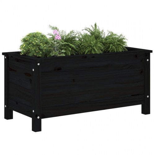 Plantekasse 82,5x40x39 cm massivt fyrretræ sort