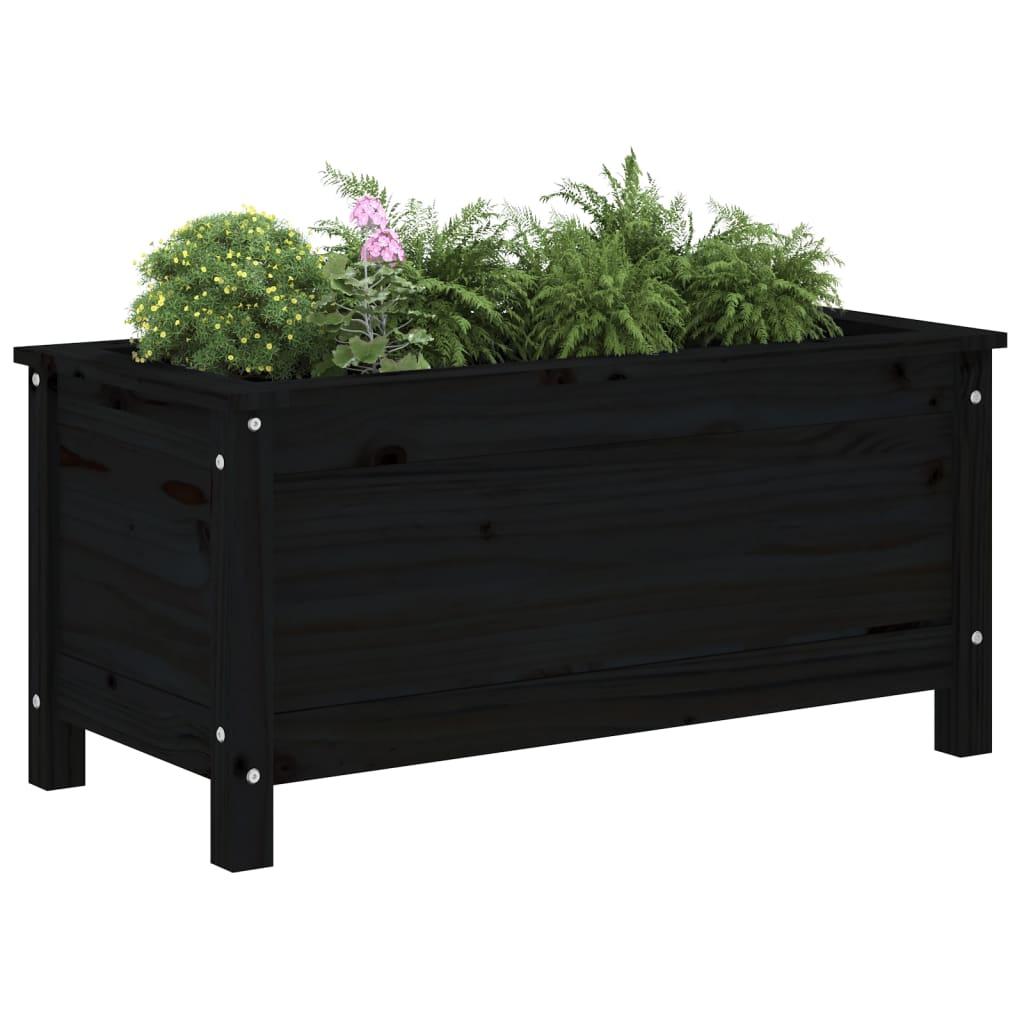 Plantekasse 82,5x40x39 cm massivt fyrretræ sort