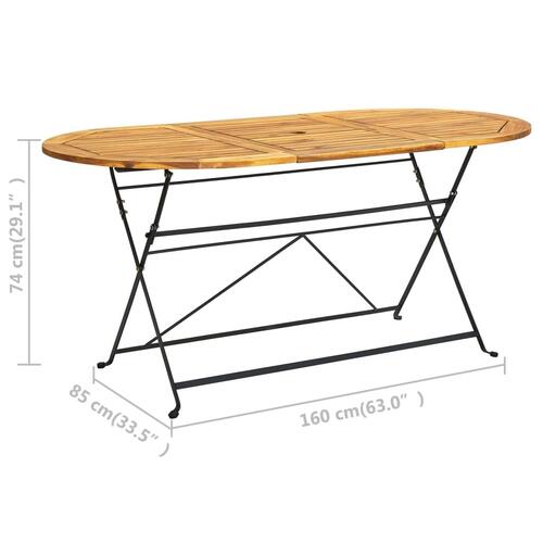 Havebord 160x85x74 cm massivt akacietræ oval