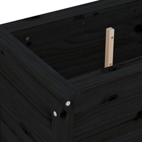 Plantekasse 82,5x40x39 cm massivt fyrretræ sort