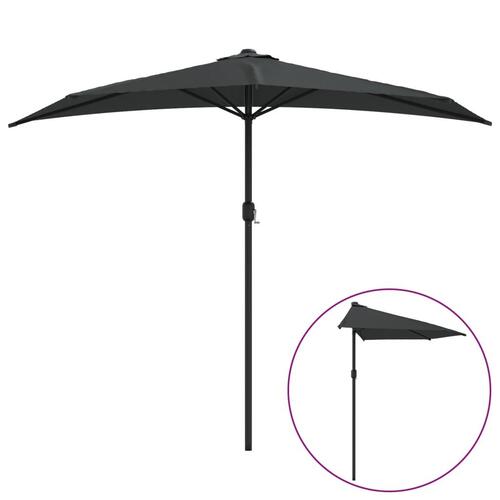 Balkonparasol med aluminumsstang antracitgrå 270 x 144 cm halv