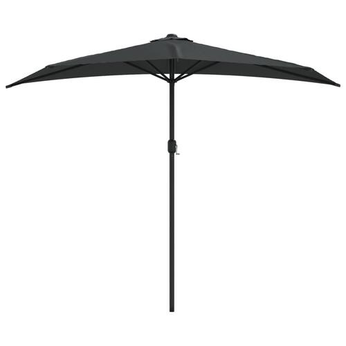 Balkonparasol med aluminumsstang antracitgrå 270 x 144 cm halv