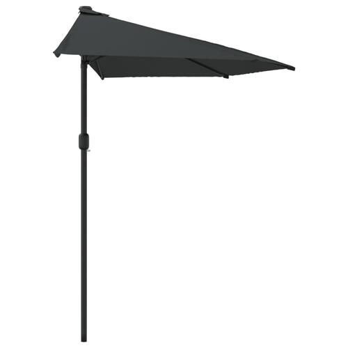 Balkonparasol med aluminumsstang antracitgrå 270 x 144 cm halv