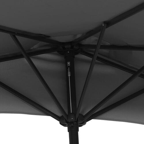 Balkonparasol med aluminumsstang antracitgrå 270 x 144 cm halv