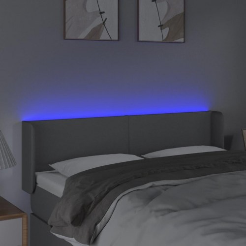 Sengegavl med LED-lys 147 x 16 x 78/88 cm - lysegrå