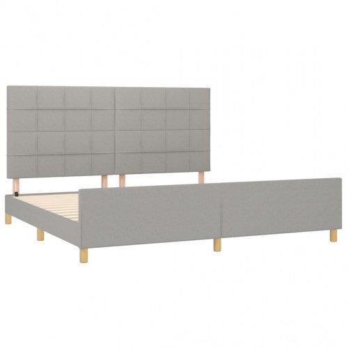 Sengeramme med justerbar sengegavl 200x200 cm - stof, lysegrå
