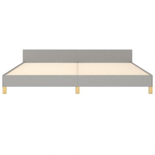 Sengeramme med justerbar sengegavl 200x200 cm - stof, lysegrå
