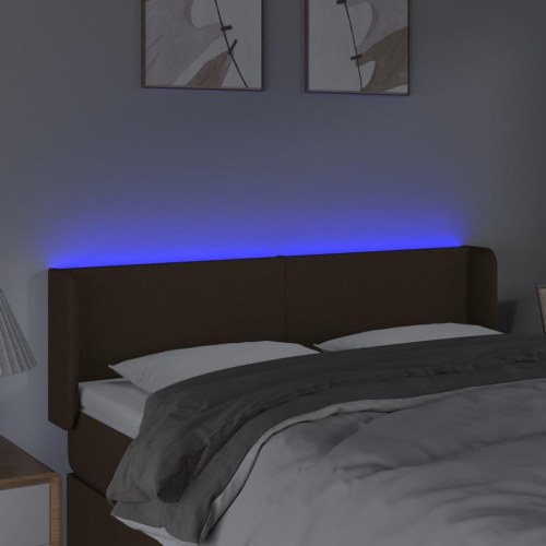 Sengegavl med LED-lys 147 x 16 x 78/88 cm - mørkebrun