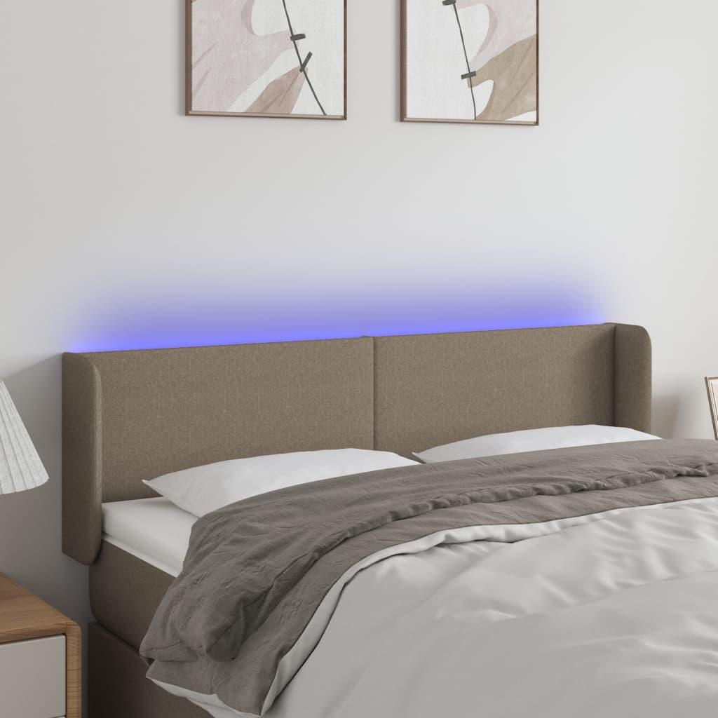 Sengegavl med LED-lys 147x16x78/88 cm - stof gråbrun