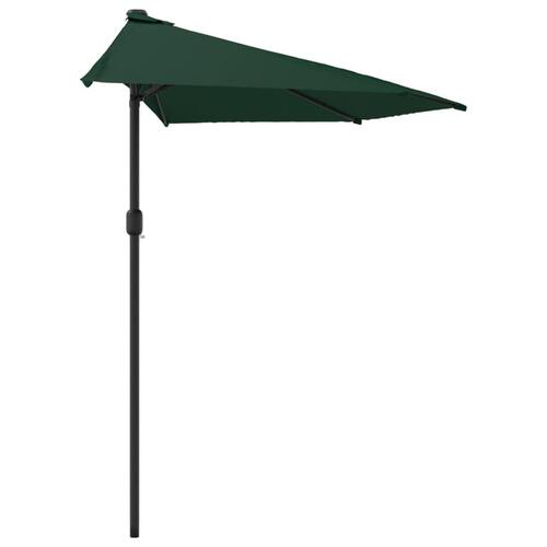 Balkonparasol med aluminumsstang grøn 300 x 155 cm halv