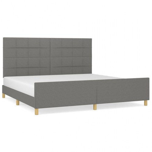 Sengeramme med sengegavl 200x200 cm - stof, mørkegrå