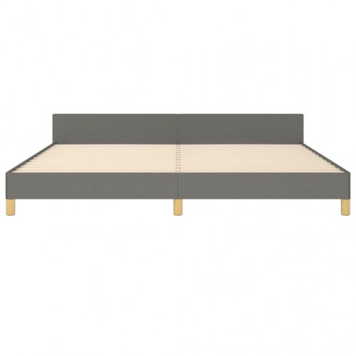 Sengeramme med sengegavl 200x200 cm - stof, mørkegrå