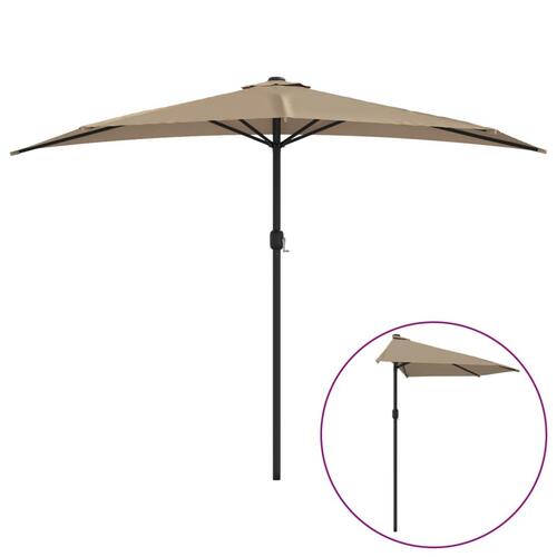 Balkonparasol med aluminumsstang gråbrun 300 x 155 cm halv